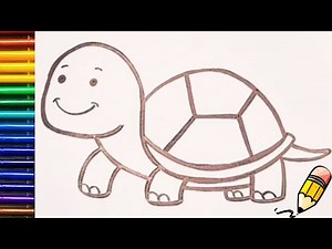 How to draw a turtle, drawing easy and cute turtle, easy step by step for beginners