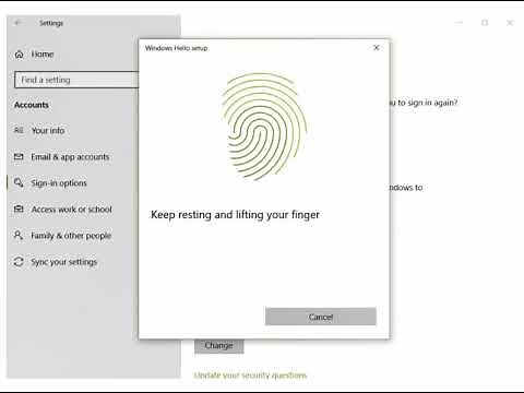 EzFinger Microsoft Windows Hello Fingerprint reader set-up process (Microsoft Windows 10)