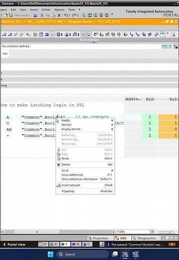 Latching in Siemens PLC | STL Logic Demonstration Explained STL LATCHING SHORT