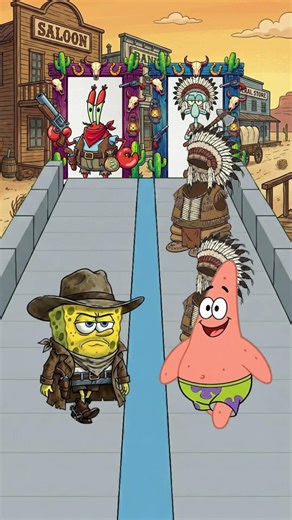 Wanted! Cowboy SpongeBob vs Chief Patrick