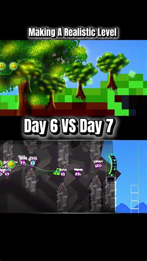 Making A Realistic Level In Geometry Dash Day 6 VS Day 7 #geometrydash #gaming