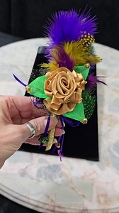 Mardi Gras Lapel Pin Flower Brooch: Gold Rose, Feathers, Bells, Sequins- Fun, Formal Boutonniere - Etsy