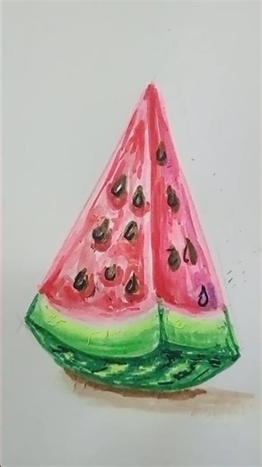 cara mengambar semangka #tutorial #lukisdi #drawing