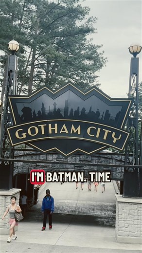 #Themepark Riding the Riddler Triple Loop Roller Coaster at Gotham** city.
