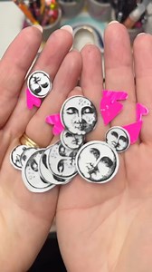 I had a go at making a shaker page in the new ledger art journal from @dinawakley using some @grafixartsplastics shrink plastic with the new Vintage Moon Face stamps to make the little charms in the shaker page. I also used some Dina transparency for the window. * * * #art_journallove #mixedmediaart #artjournalpages #mixedmediajournal #dinawakleymedia #ranger_ink #grafixartsplastics #shakerpocket | Art_journal love