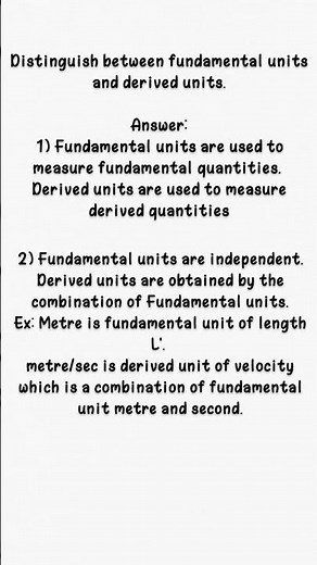 Distinguish between fundamental units and derived units