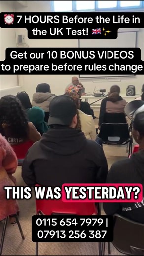 Life in the UK test training in Watford 7 hours before their exam