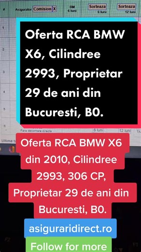 Oferta RCA BMW X6 2010, Cilindree 2993 - Bucuresti