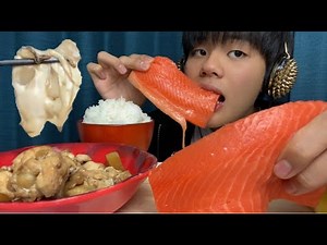 【ASMR】サーモンと生牡蠣を食べる音…