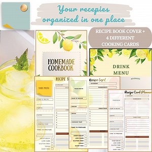 Editable Recipe Book Template With Cards | Minimal Recipe Binder | Printable Food Book 8.5x11   Cover. - Etsy Canada