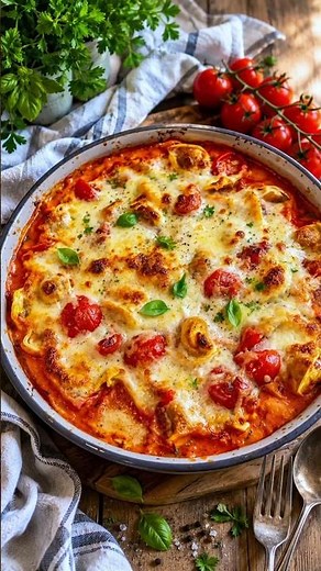 Tomato Mozzarella Tortellini Bake