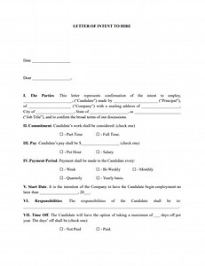 Fillable Letter of Intent to Hire Form | PDFRun