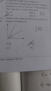 What is the ratio of force on A & B (P is linear momentum)?... | Filo