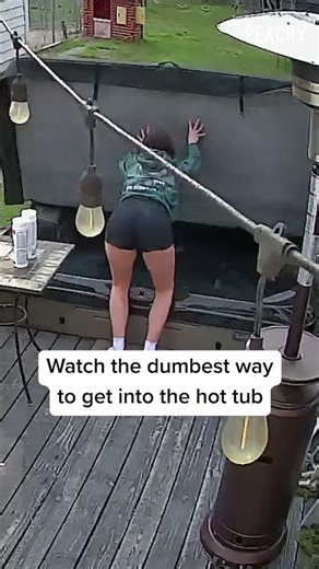Watch this hot tub eat a woman 👀 #fails #water #CCTV #funny #shorts