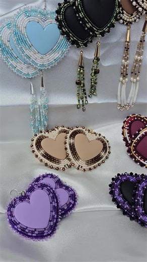 Green and Black Hearts - Native American Beadwork, Beaded Hearts, Powwow Earrings - Etsy