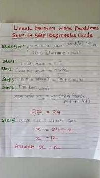 Linear Equations Word Problems Step By Step Guide Beginners