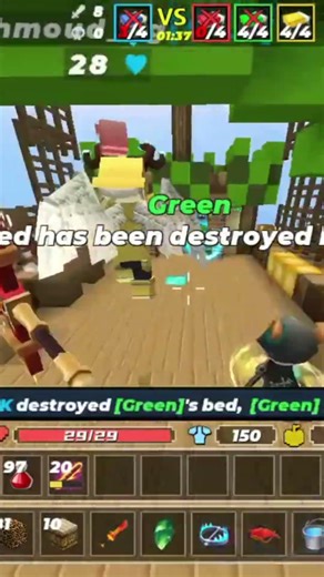 gameplay video of blockman go bedwars