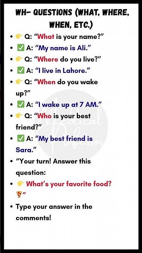 Asking & Answering Wh- Questions in English | English Speaking Practice