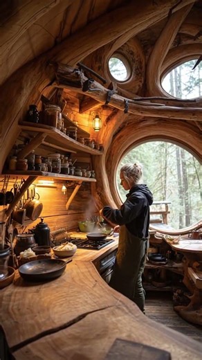 This massive treehouse is built directly into the trunk of an ancient tree Inside you’ll find a coz