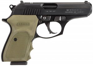 Bersa T380MC Thunder 380 Combat 380 ACP 3.50' 8 1 Black Black Steel Slide OD Green Rubber Grip