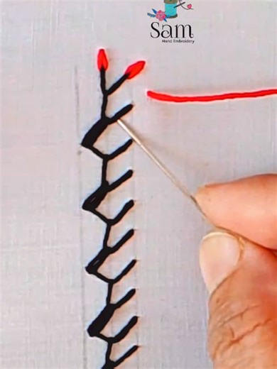 Feather Stitch Border Design for Hand Embroidery