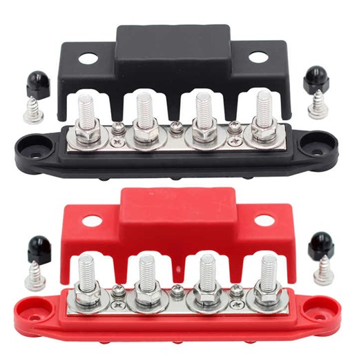 3/8'' Car Fuse Holder Terminal Block Power Distribution Stud 4 Post Power Distribution Block Bus Bar Pair With Cover