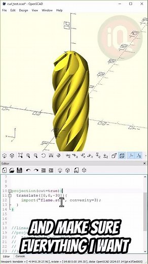 OpenScad: Projection cut #3dprinting #openscad #openscadtutorials