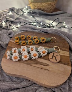 Personalized Macrame "flower" Keychain With Wood Engraving – for Adults & Children – Gift Idea – Engraving – Handmade in Austria - Etsy