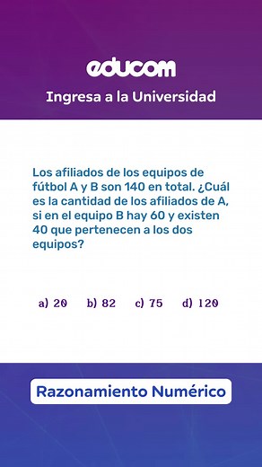 Ejercicio de Razonamiento Numérico para Ingreso Universitario