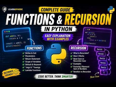 Functions & Recursion | Part 1| Python full course 🧑‍🏫🔁📖📖🖼️