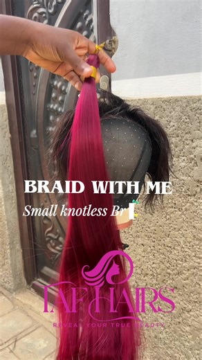 Bonestraight Braided wig making Process and transformation Custom made for a client 🔸Price: 135,000 Naira (price is subject to change) 🔸13*6 mini frontal 🔸transparent lace 🔸Human hair base Ombre (burgundy) 🔸32 inches long For bookings and inquiries kindly dm 2349036022417 to order in any length, lace type and size of your choice For our wholesalers, our prices are too juicy to ignore #bonestraight #foryoupage #braidedwig #trendingvideo #tafhairs