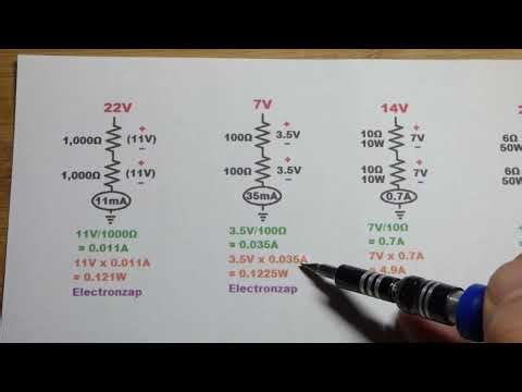 7V Across Two 100 Ohms Equal Value Resistors in Series Wattage