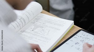 study with pad，People who write, take notes, electronic tablet, modern