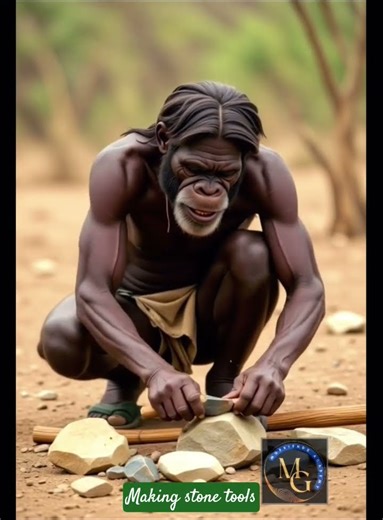 Pre historic man making stone tools #fact #prehistoriclife