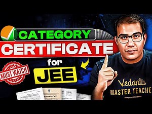 Category Certificate for JEE 2026 Registration | COMPLETE Details | Vinay Shur Sir