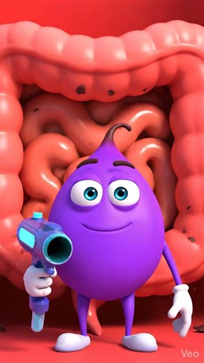 inside the human large intestine (colon), shown as a realistic