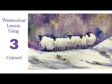 How To Paint Sheep In Snow Watercolour Painting Tutorial Using Just 3 Colours!