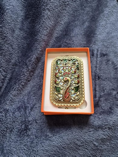 Ornate Peacock Compact Mirror Vintage Style Green and Gold Tone Vanity Accessory - Etsy