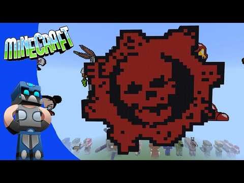 Minecraft: How to Make a Gears of War Pixel Art Logo Tutorial