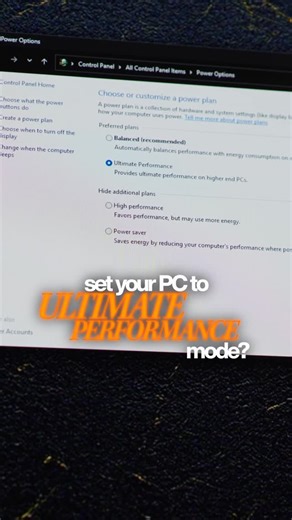 Alex | Tech & Gaming Creator on Instagram: "Did you know that you can enable “Ultimate Performance” mode on your PC? 🤯 Well now you do 😉 and if this helped you out then make sure to drop a follow for loads more PC tips and tricks ✅ #PC #tips #tipsandtricks #gaming"