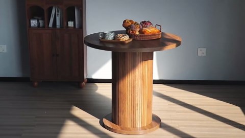 Modern Farmhouse Round Dining Table, Wood Kitchen Table for 2, Small Circle Dining Tables, Walnut