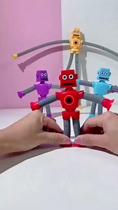 Easter Basket Stuffers for Kids Pop Tubes Sensory Toys, 4 Pcs Robot Fidget Toy for Toddlers Boys Girls Age 3 4 5 6 7 8 9 Suction Cup Travel Essentials Classroom Autism Stretchy Robots