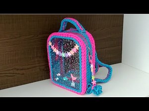 Mochila de crochê fio náutico com base de acrílico.