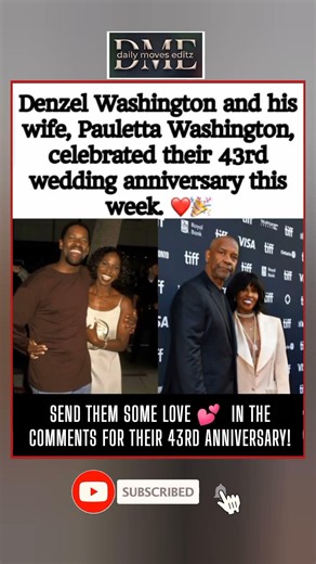 Denzel Washington and Pauletta Celebrate 43 Years of Marriage! 💍❤️ #shorts