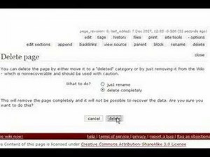 Wikidot - Deleting Pages