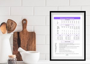 Lilac Kitchen Conversion Chart Printable, Baking Measurements (digital Download) - Etsy