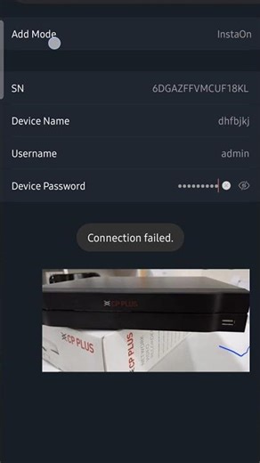 Connection. Failed⚠️⚠️⚠️ big issue in CP plus NVR 😩😩#cctvinstallation #cctv #reels #cpplus