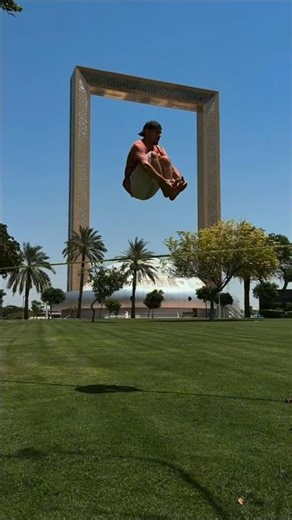 Slackline at Dubai Frame!! #Slackline #slacklineuae #slacklinedubai