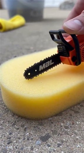 Tiny Chainsaw Struggles to Cut Foam! 🪚🧽