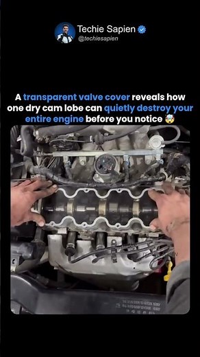 Transparent Valve Cover Reveals Real Engine Oil Flow — One Dry Cam Lobe Can Destroy Your Engine 😳